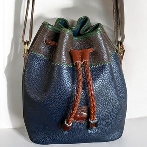 Dooney & Bourke Vintage Y2K Multi Color Pebbled Leather Drawstring Bucket Bag